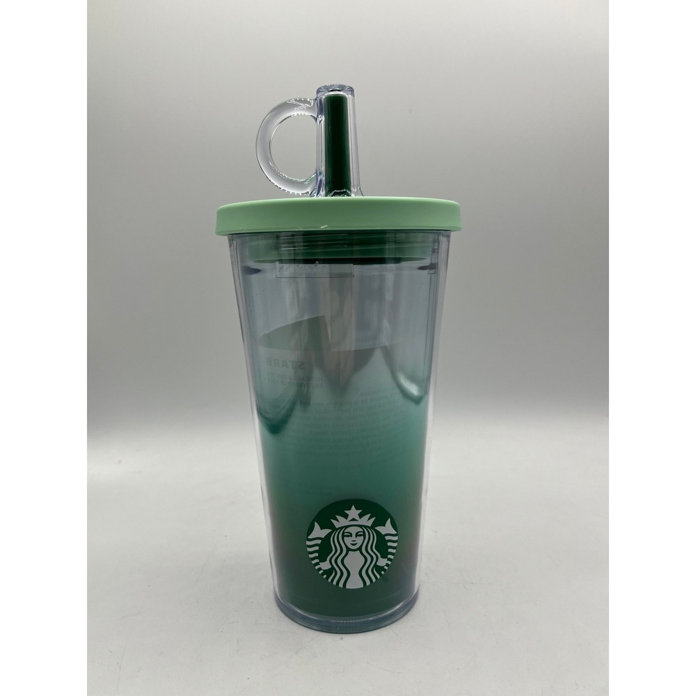 Starbucks Green Ombre Cold Cup Tumbler 16oz Locking Lid with Straw 11188320